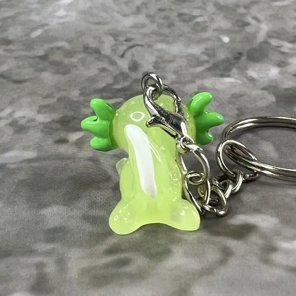 Cute Green Axolotl Keychain Kawaii Salamander Bag Charm Desk Pet Keyring 1